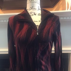 YUKA Black/Orange Abstract Cardigan Sweater